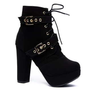 Bota Coturno Feminino Meia Pata Salto Alto Grosso 13 Cm