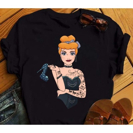 Disney Snow White Princess Women's Fashion T-shirt Kawaii Clothes Black  Casual Aesthetic Top Femme Roupas Femininas - T-shirts - AliExpress