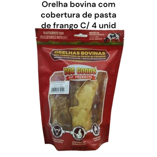Mordedor Petisco Para Cães Orelha Bovina com 5 unid. Dog Goods Delicioso Higienização dos Dentes Contra Tártaro Saboroso com cobertura de pasta de frango
