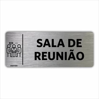 Placa Sala de Reunião - 8x20cm - Sinalização Indicação Setor Portas Condomínio Empresa Comércio Companhia Escritório Call