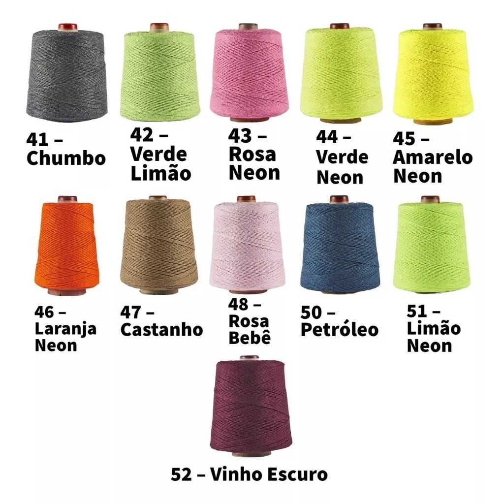 Kit 6 Barbante Soberano EcoBrasil 700g Fio 6 Colorido Cru Durável