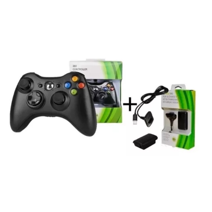 Controle Xbox 360 Wireless Sem Fio + Bateria E Cabo Usb na