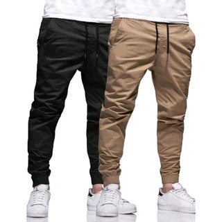 CALÇA JOGGER COM PUNHO ELÁSTICO - PRETO-BEGE PRODUTO DE ÓTIMA QUALIDADE, DIRETO DA FÁBRICA!!! >>>