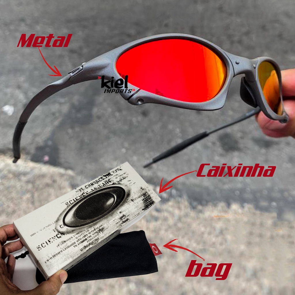 Oculos Oakley Juliet Xmetal Vermelha Doble X Mandrake em Promoção