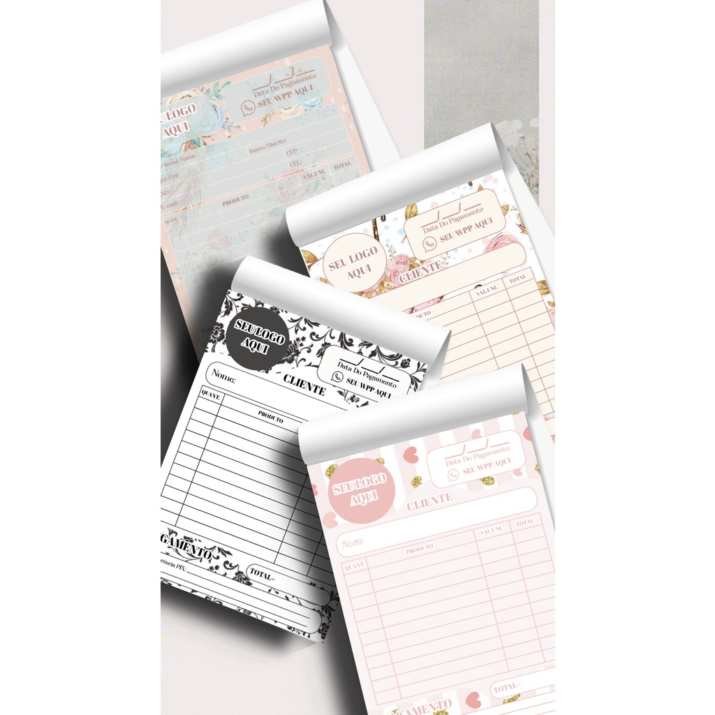 4 Bloco De Pedidos - Talão De Pedidos Personalizado - 50fls Cada - A6 ...