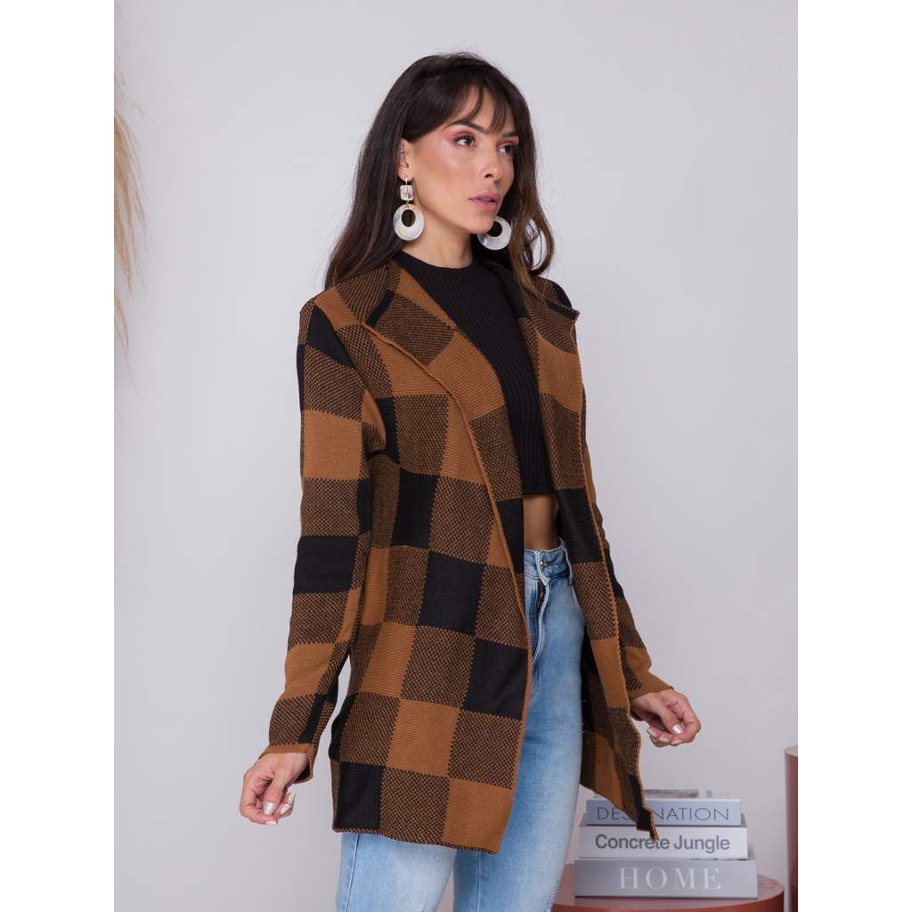 Casaco feminino tipo cardigan kimono de frio, sobretudo tricô