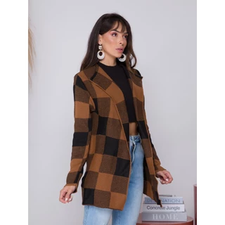 Casaco feminino tipo cardigan kimono de frio, sobretudo tricô
