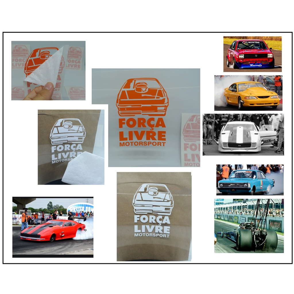 Adesivo Força Livre Motorsport - Pista Arrancada - Laranja Ou Branco - p/ Carro Preparado Turbo Aspirado 13x9cm