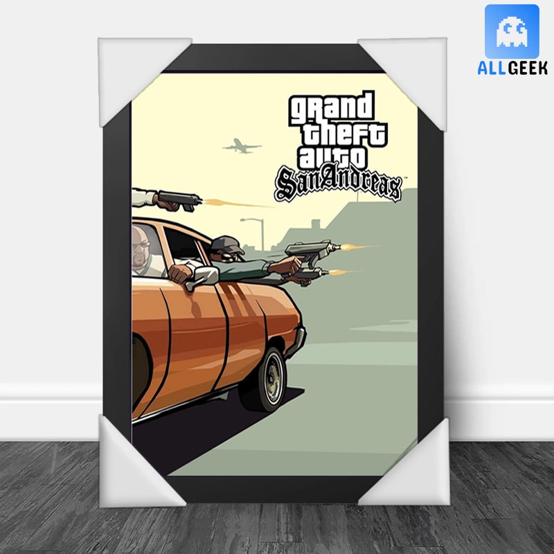 Quadro Decorativo Emoldurado Jogo Gta San Andreas Para sala quarto 20x30cm  no Shoptime