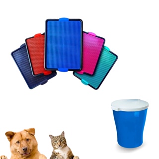 Combo Tapete Sanitário Canino Adestramento + Canister Pote Guarda Ração 3,5kg Azul Pet