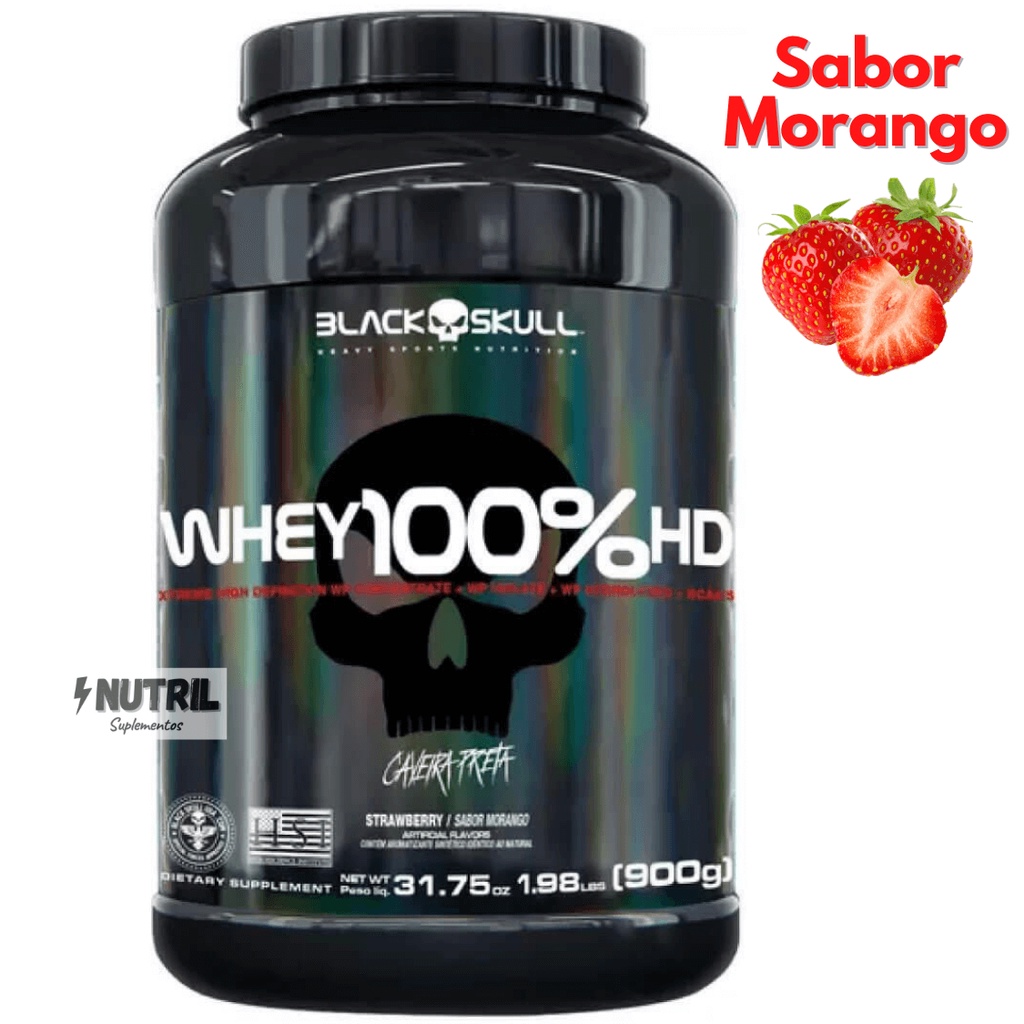 Whey Protein 100% HD Pure BLACK SKULL – Pote 900g ( Isolado – Hidrolisado – Concentrado )
