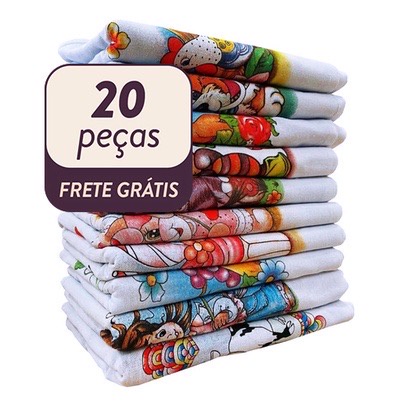 kit 20 panos de prato com bainha qualidade premium estampas coloridas