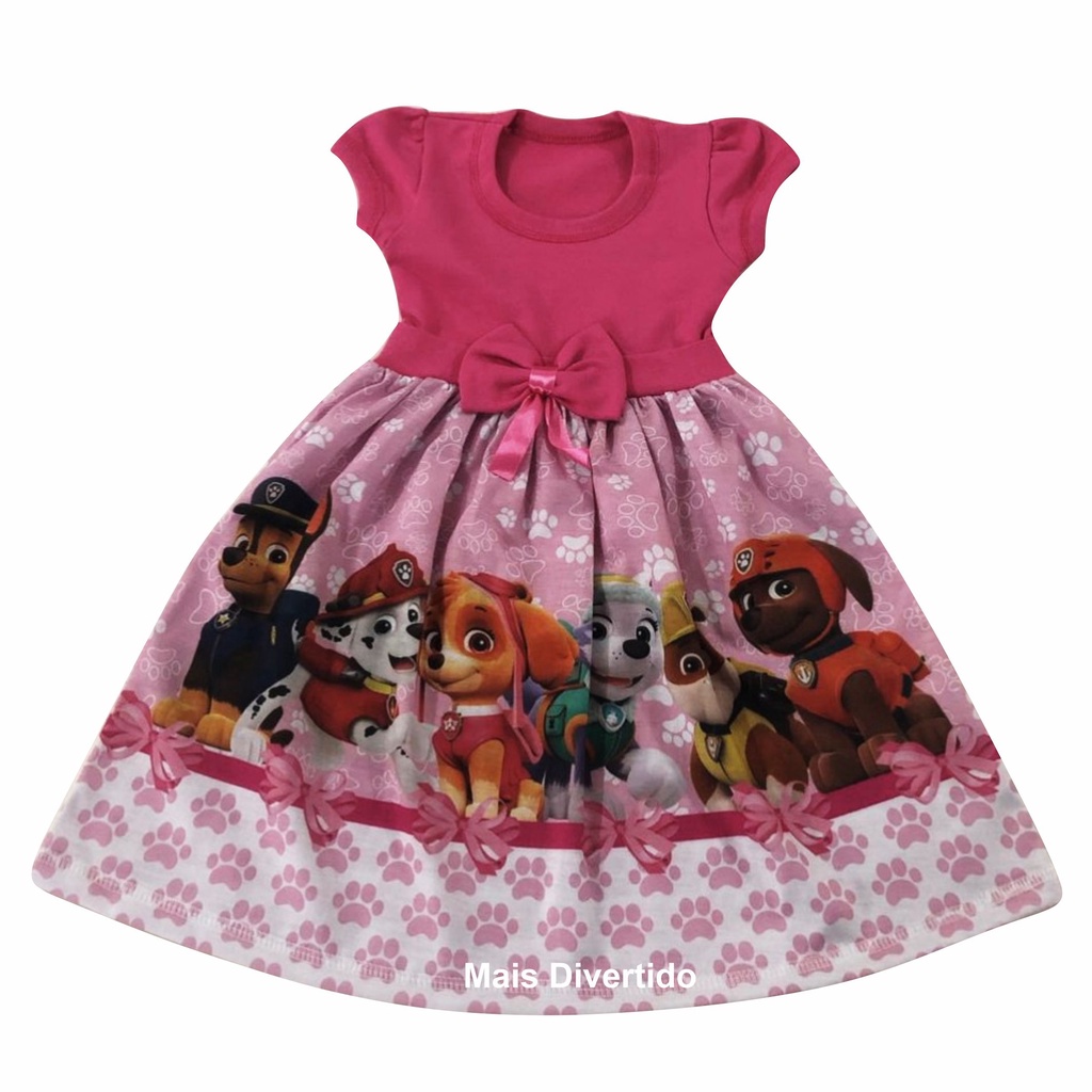 Vestido Infantil Patrulha Canina Festa Tematico Personagem Menina ...