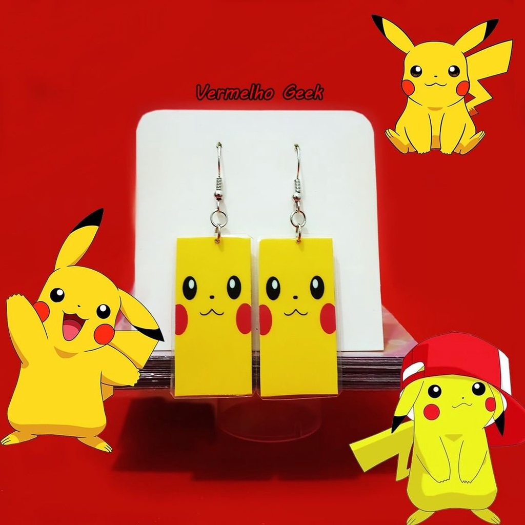 Brinco pikachu pokemon Anime Desenho Geek Brinco Divertido