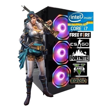 Cpu PC Gamer Barato Completo DDR5 - Intel Core i7 3.8Ghz Turbo / Rx 550 4GB  DDR5 / 16Gb Ram / SSD 480GB - Desconto no Preço