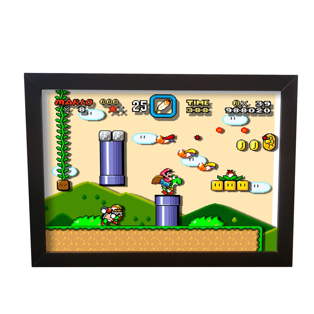 Quadro Efeito De Sombra Super Mario World Donut Plains