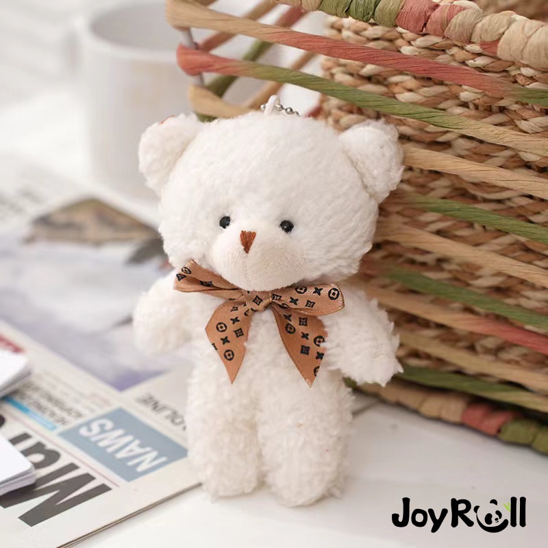 12 cm JoyRoll laço pequeno urso curto pingente de brinquedo de pelúcia/boneca de urso pequeno macio