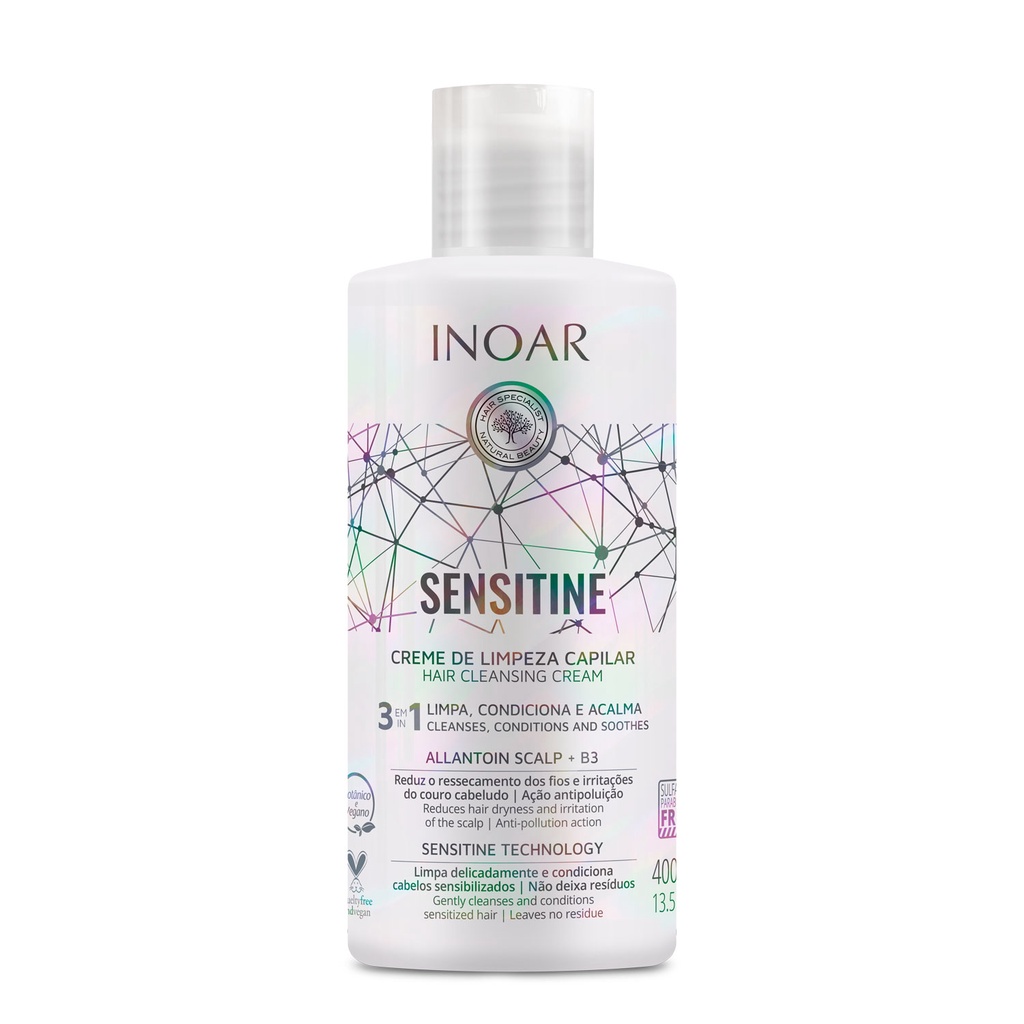 Inoar Creme De Limpeza Capilar Sensitine 3 Em 1 - 400ml | Shopee Brasil