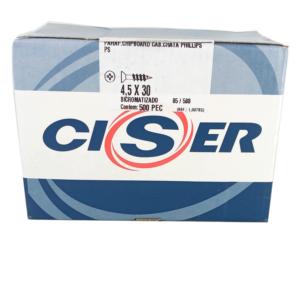 Parafuso philips p/ madeira 4,5x30-cx-c/500 CISER | Shopee Brasil