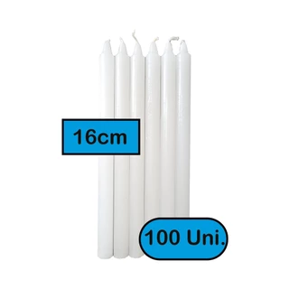100 Velas Palito Brancas 16 cm x 1,2 cm Parafina Pura Promoção Preço de Atacado