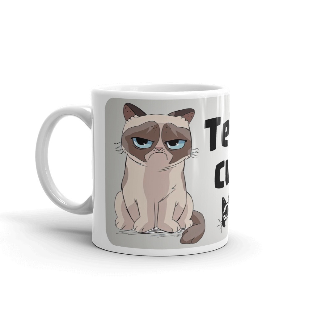 Caneca teu cu gato mal humor Divertida Engraçada com caixinha de presente |  Shopee Brasil