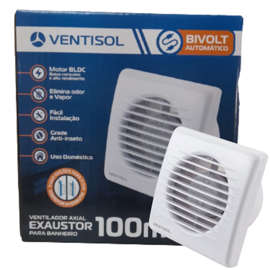 Ventilador Axial Exaustor Para Banheiro Exb 100mm Bivolt Premium