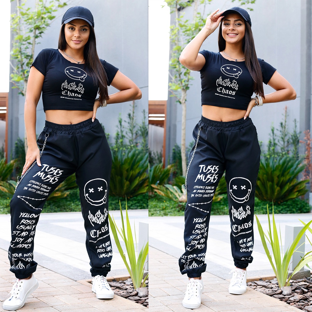 Calça jogger gringa com corrente estampada streetwear style em Promoção na  Shopee Brasil 2024