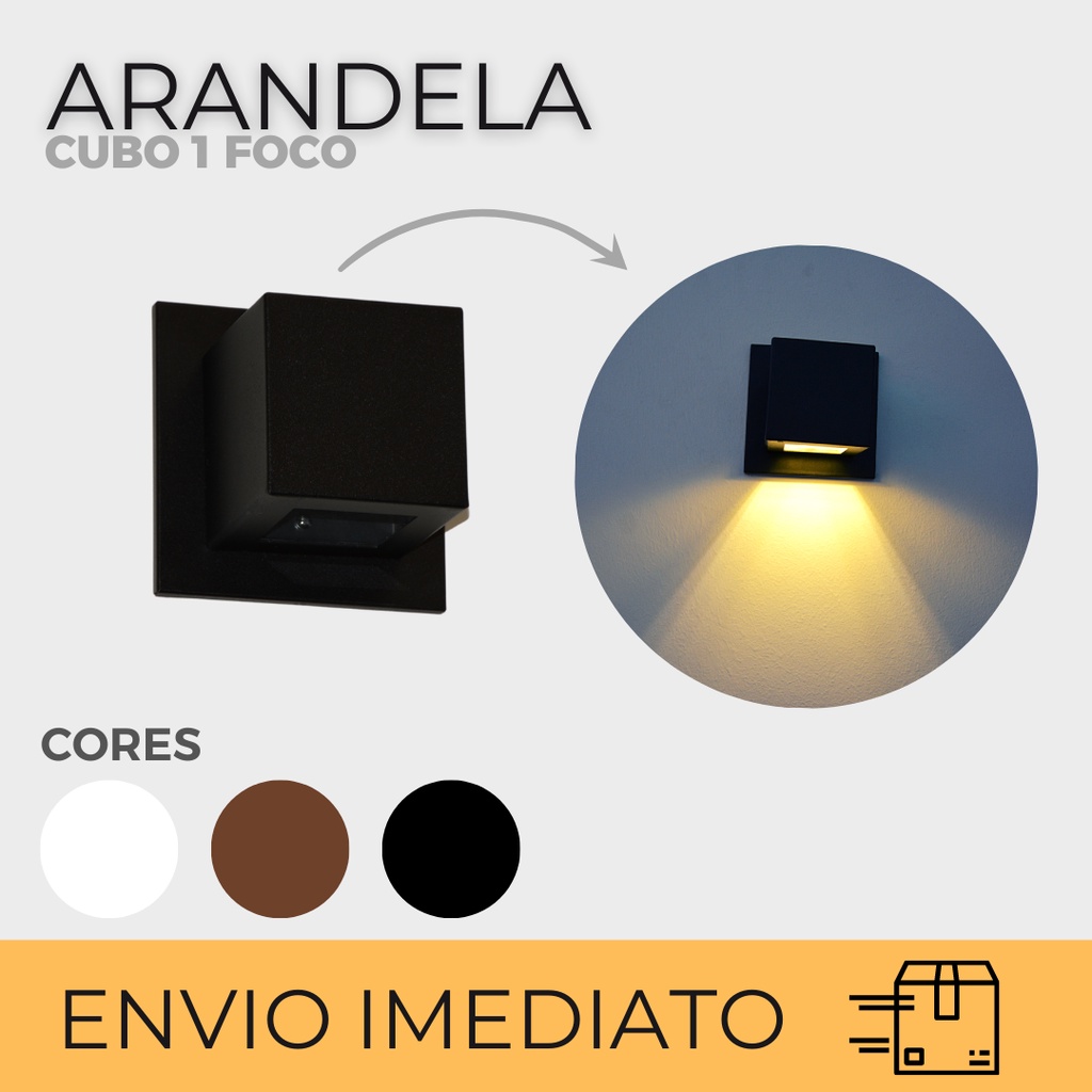Cubo 1 Foco Alumínio Praticilar | Arandela Parede Muro Interna Externa | Moderna | Bivolt | LED G9