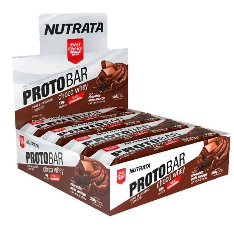 BARRA DE PROTEÍNA PROTOBAR CHOCO WHEY NUTRATA (CX C/ 8 UN DE 70G)