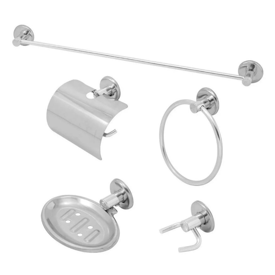 Kit Acessórios P/ Banheiro Aço Inox 5 Peças Oferta