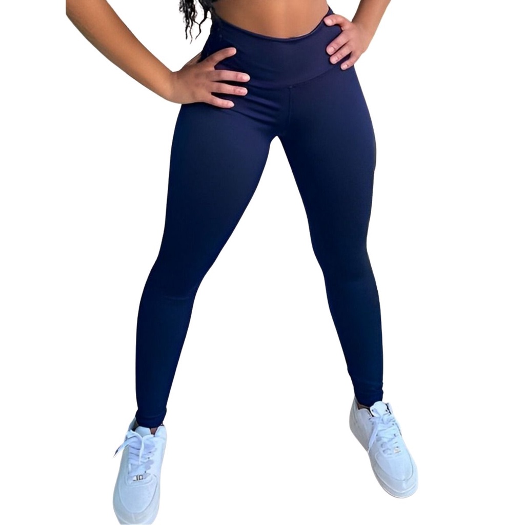 Legging Sem Costura Frontal - Azul Marinho - P