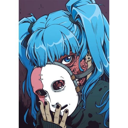 SALLY FACE - Quadro decorativo 14cm x 20cm mdf - game - presente