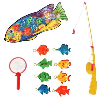 Brinquedo Pescaria Pesca Peixe Pega Com Vara Rede 8 Peixes Pronta Entrega