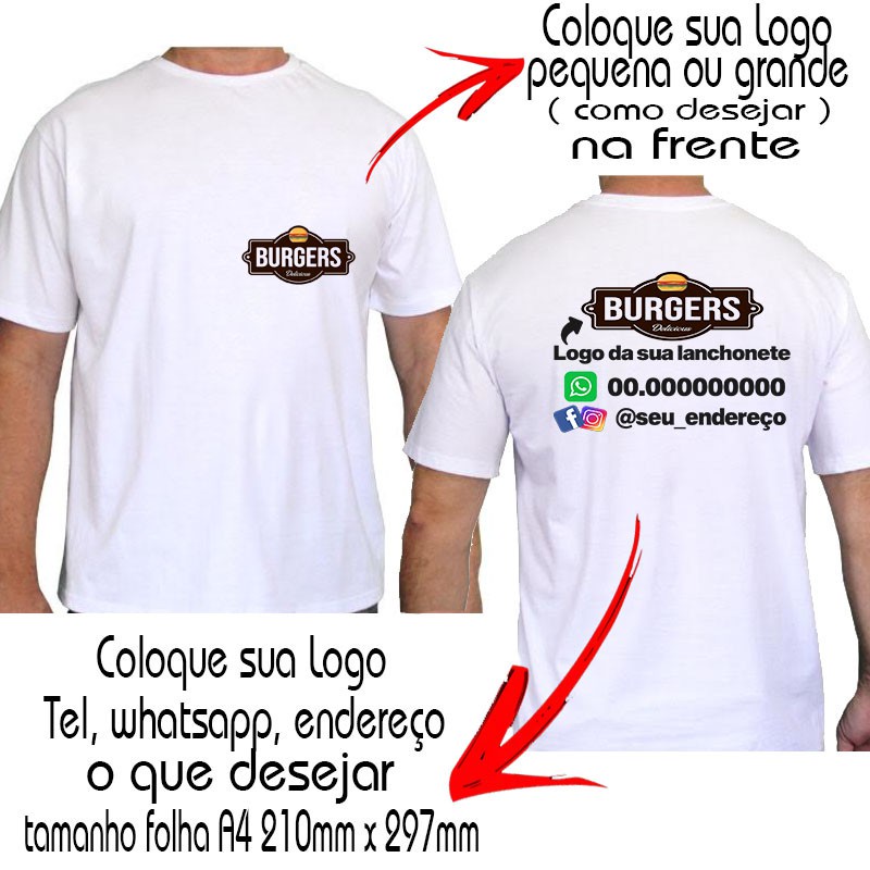 Camiseta Personalizada Poliéster Branca Com Sua Logo na Frente e