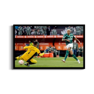 Quadro Decorativo Deyverson Gol Final Libertadores Palmeiras Com Moldura