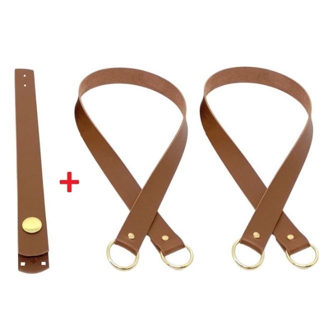 kit de fecho lapela e 2 alças meia argola em couro ecológico.