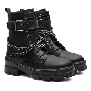Bota Coturno Tratorada Rock Corrente Cano Medio
