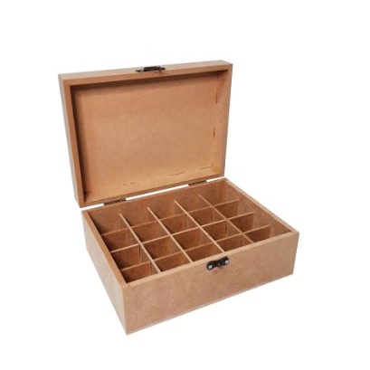 Caixa porta óleo essencial MDF colmeia com fecho 20 divisões para frasco