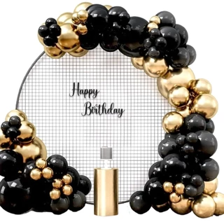 Kit Balão Bexiga Preto + Dourado Metalizado Arco Desconstruído