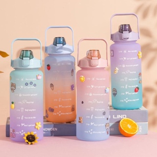 Garrafa De Água Motivacional De Grande Capacidade Portátil De 2000ML Em Degradê