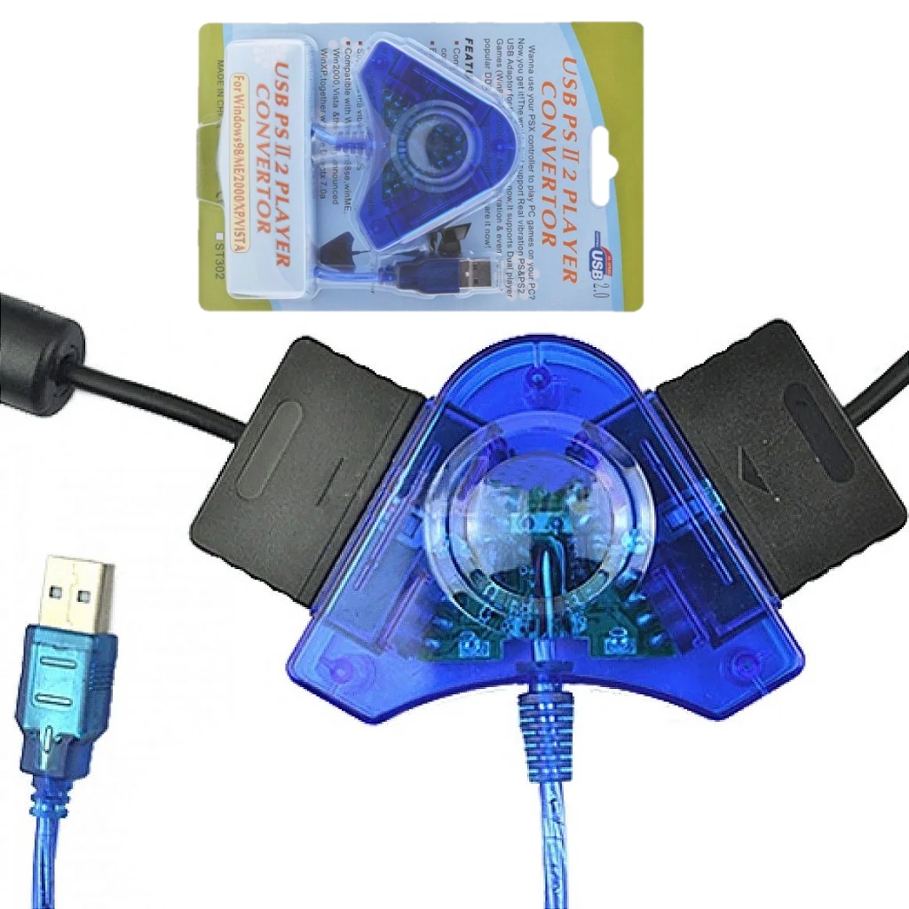 Cabo conversor adaptador USB para controle de jogos para PS2 para  acessórios de videogame de PC PS3