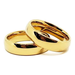 Par De Aliança Banhada Ouro 18k 6mm - 2 Peças ENVIO IMEDIATO