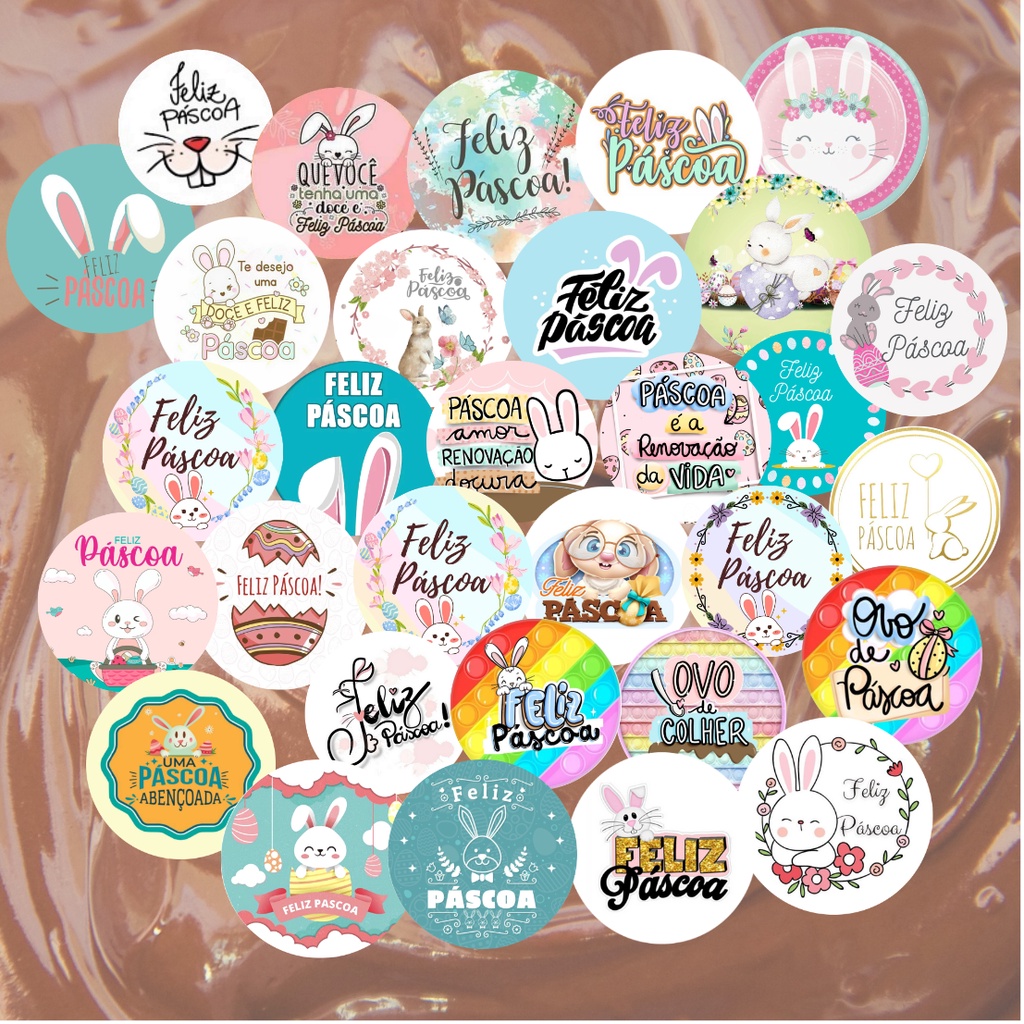 Adesivos Páscoa 3cm - 40 unidades - vários modelos