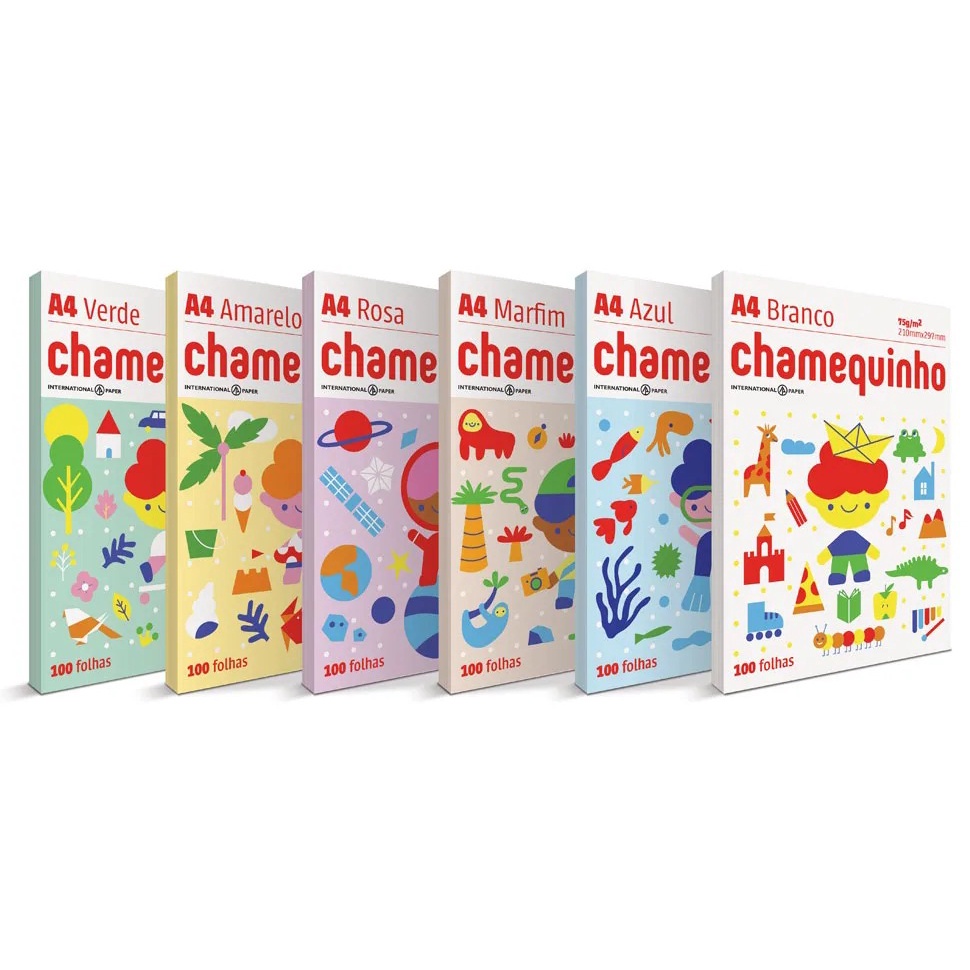Papel Sulfite A4 210X297 75gr 100 Folhas Colors Chamequinho