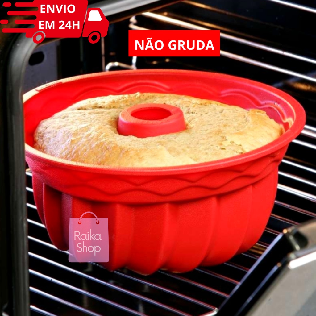 Forma De Silicone Com Furo No Meio Para Bolo Tortas Pudins Formato