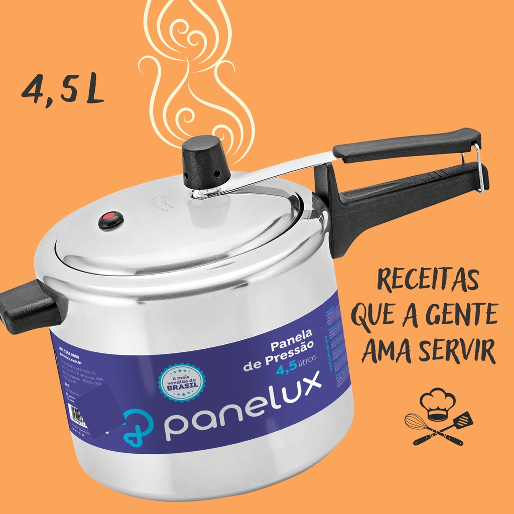 Panela de Pressão Panelux Classic Polida Prata 4,5L - Le biscuit