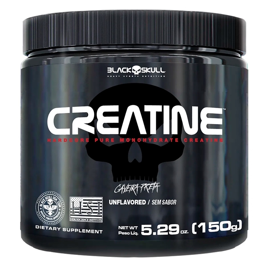 Creatine Creatina Monohidratada Pura 150g Black Skull Caveira Preta ...