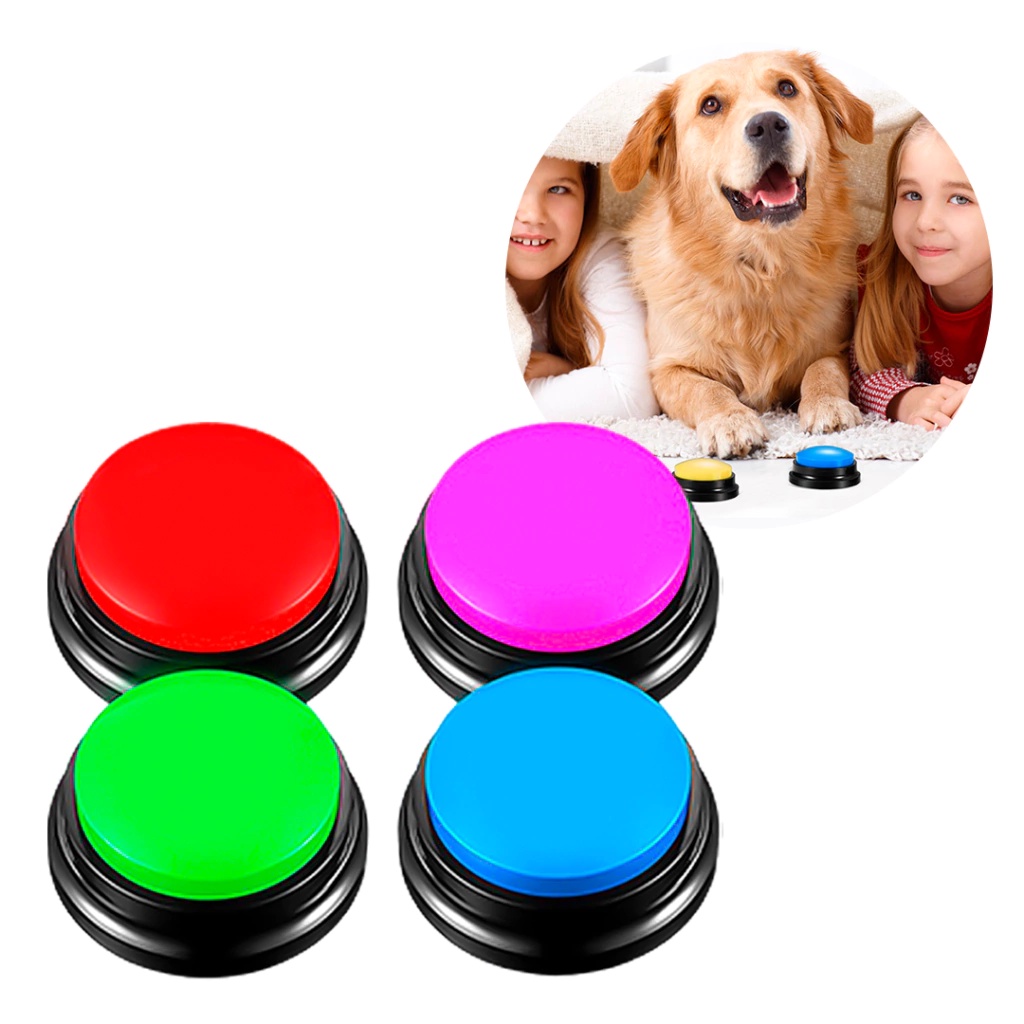 Conjunto 4 Botão Gravador Comando de Voz Adestramento Pet