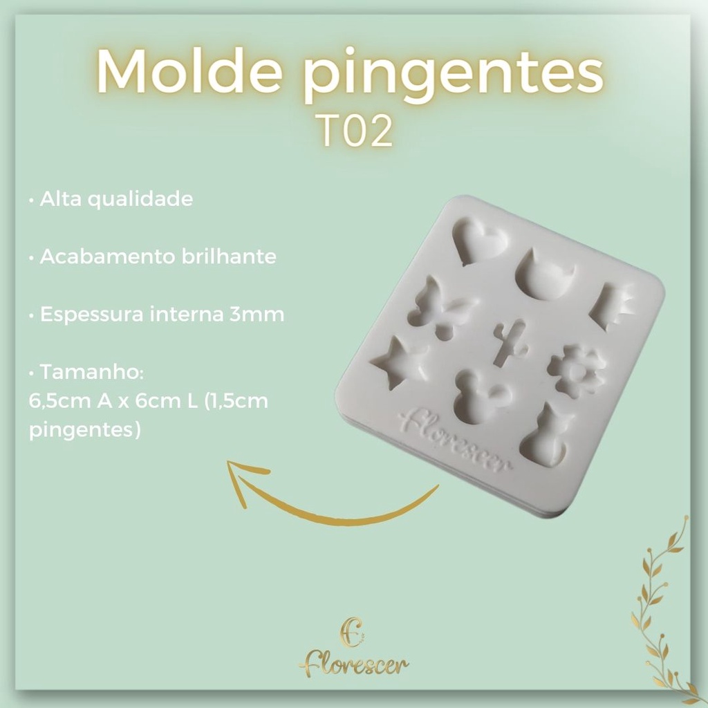 Molde de silicone, pingentes, resina epóxi - T02