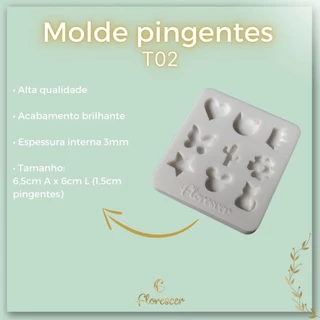 Molde de silicone, pingentes, resina epóxi - T02